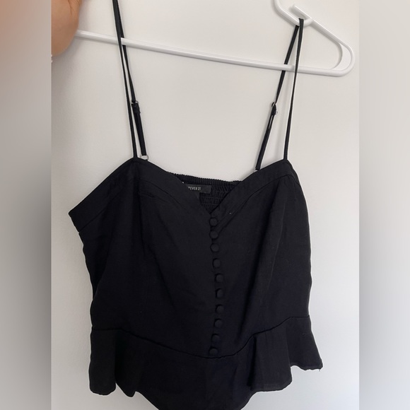 Forever 21 black crop peplum tank top - Picture 1 of 4